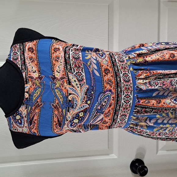 Aqua X-long Blue Printed Maxi Sheath Halter Top Sleeveless Lightweight Sundress - Picture 2 of 9